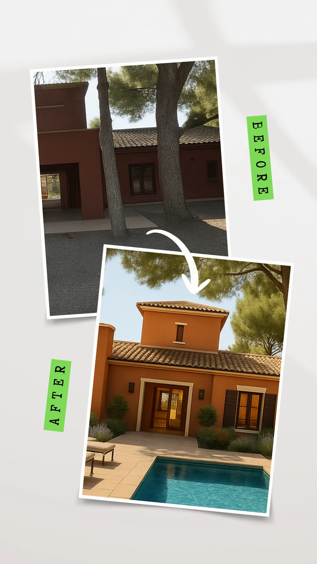 Before and after example: a villa exterior transformation